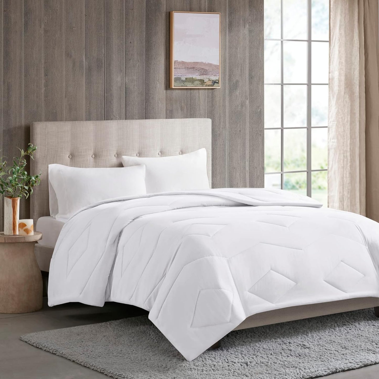 Madison Park Twin Size Blanket Ultra-Soft Microfiber Blanket Twin Size, Box Quilting with Satin Binding, All Season & Lightweight Twin Summer Blanket for Bed, Couch & Sofa, Twin, Black