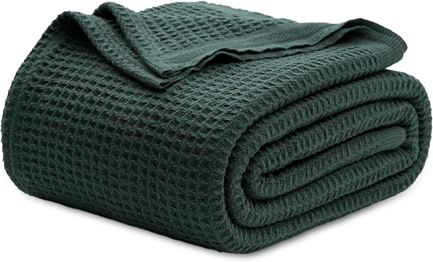 Bedsure 100% Cotton Blanket King Size for Bed - Breathable and Soft, Waffle Weave Blanket for Summer Spring, White, 104x90 inches