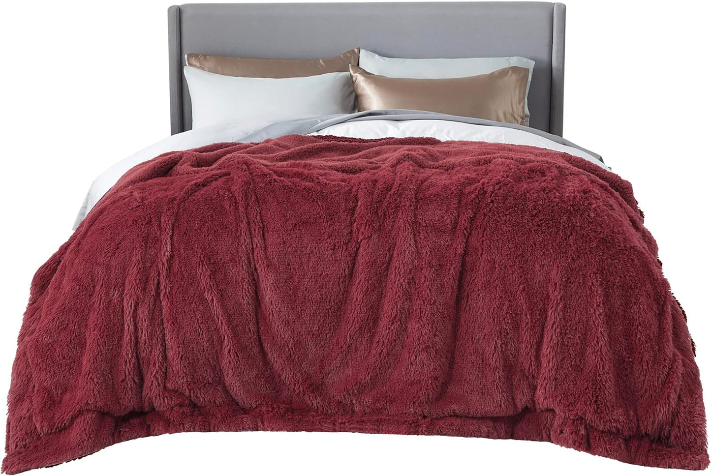 Bedsure Fluffy Fuzzy Throw Blanket Gifts for Women, Soft Cozy Plush Faux Fur Throw Blanket for Couch Bed, Minky Thick Warm Sherpa Fleece Fall Grey Room Decor Men Gifts Teenage Girls Teen Boys Mom Dad