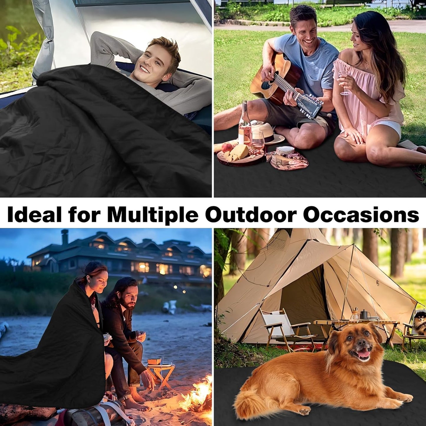 Outdoor Waterproof Camping Blanket, Foldable Fleece Stadium Blanket for Outdoor Sports Event, Camping, Picnics