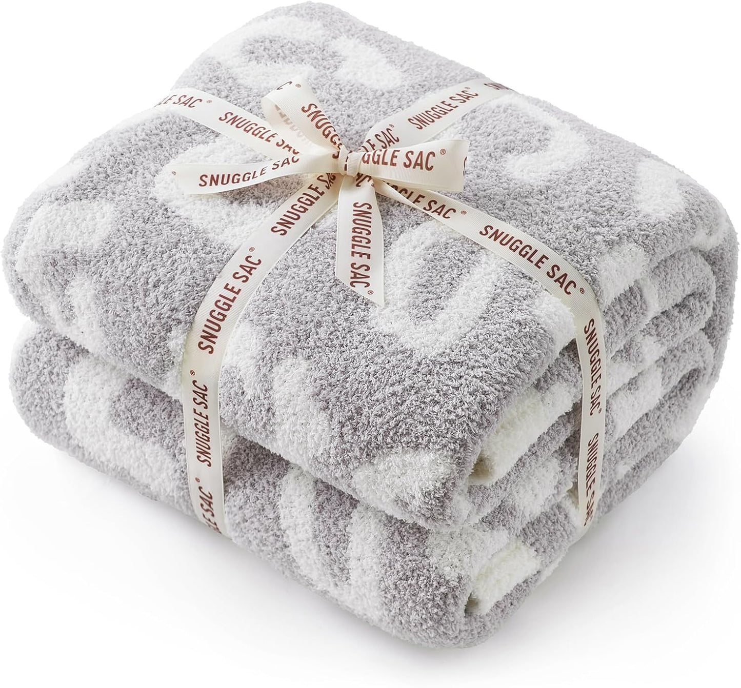 Snuggle Sac Checkered Blanket, Sage Green Throw Blanket for Couch Plaid Microfiber Fluffy Warm Cozy Fuzzy Soft Throw Blanket Reversible Checker Blankets for Sofa, Chair, Bed, 50x60 inches