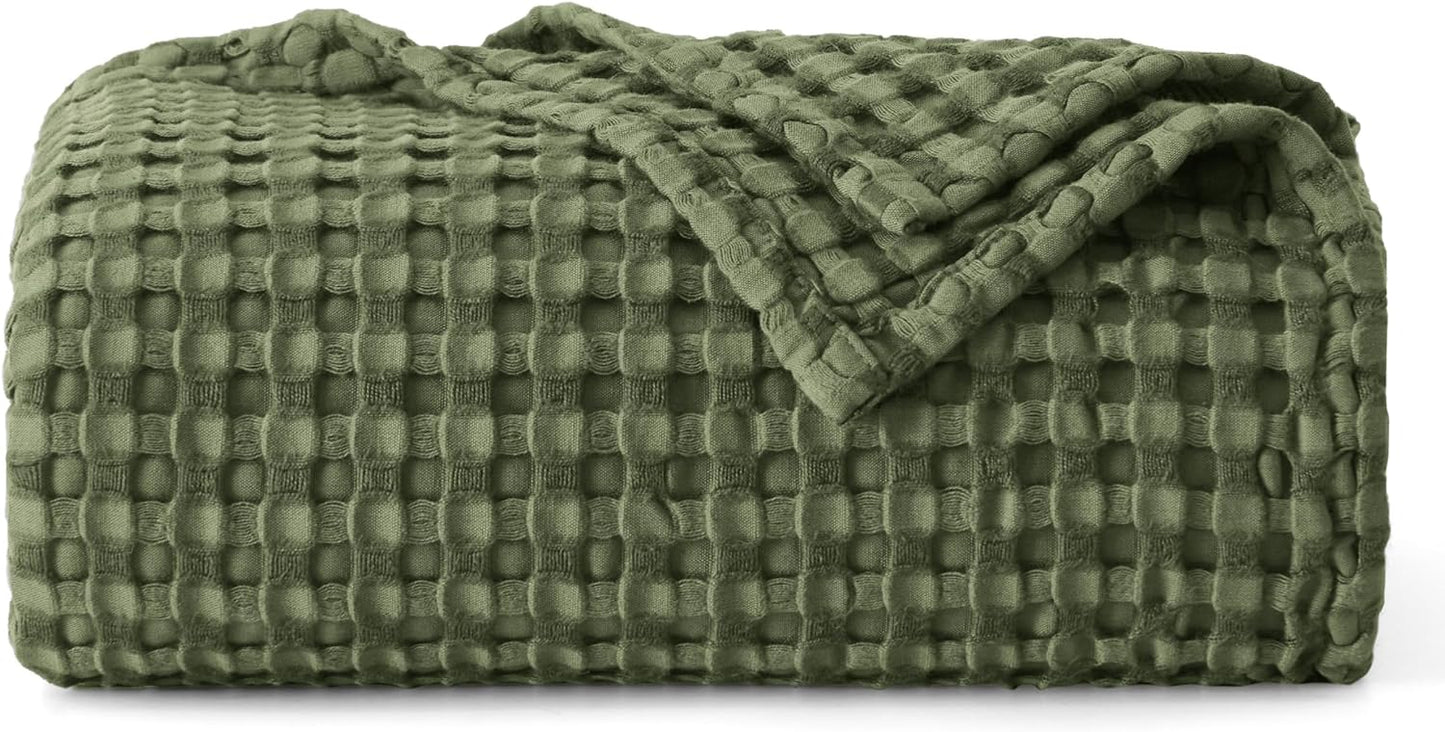 Bedsure Cooling Cotton Waffle King Size Blanket - Lightweight Breathable Summer Blanket of Rayon Derived from Bamboo for Hot Sleepers, Luxury Throws for Bed, Couch and Sofa, Taupe, 104x90 Inches
