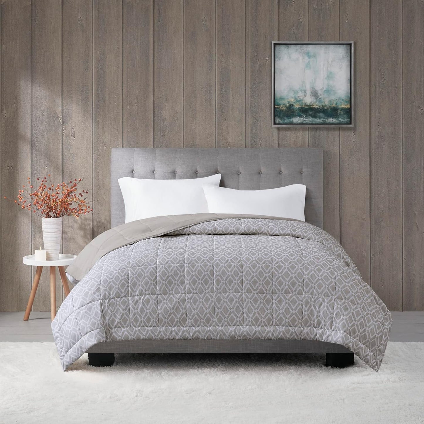 Madison Park Twin Size Blanket Ultra-Soft Microfiber Blanket Twin Size, Box Quilting with Satin Binding, All Season & Lightweight Twin Summer Blanket for Bed, Couch & Sofa, Twin, Black