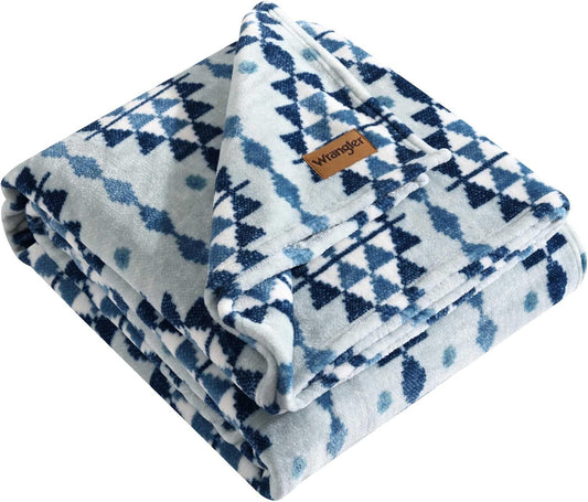 Wrangler - King Blanket, Ultra Soft Plush Fleece Bedding, Yellowstone Inspired, Luxuriously Soft Bedding for Bed or Couch (Westin Blue, King)