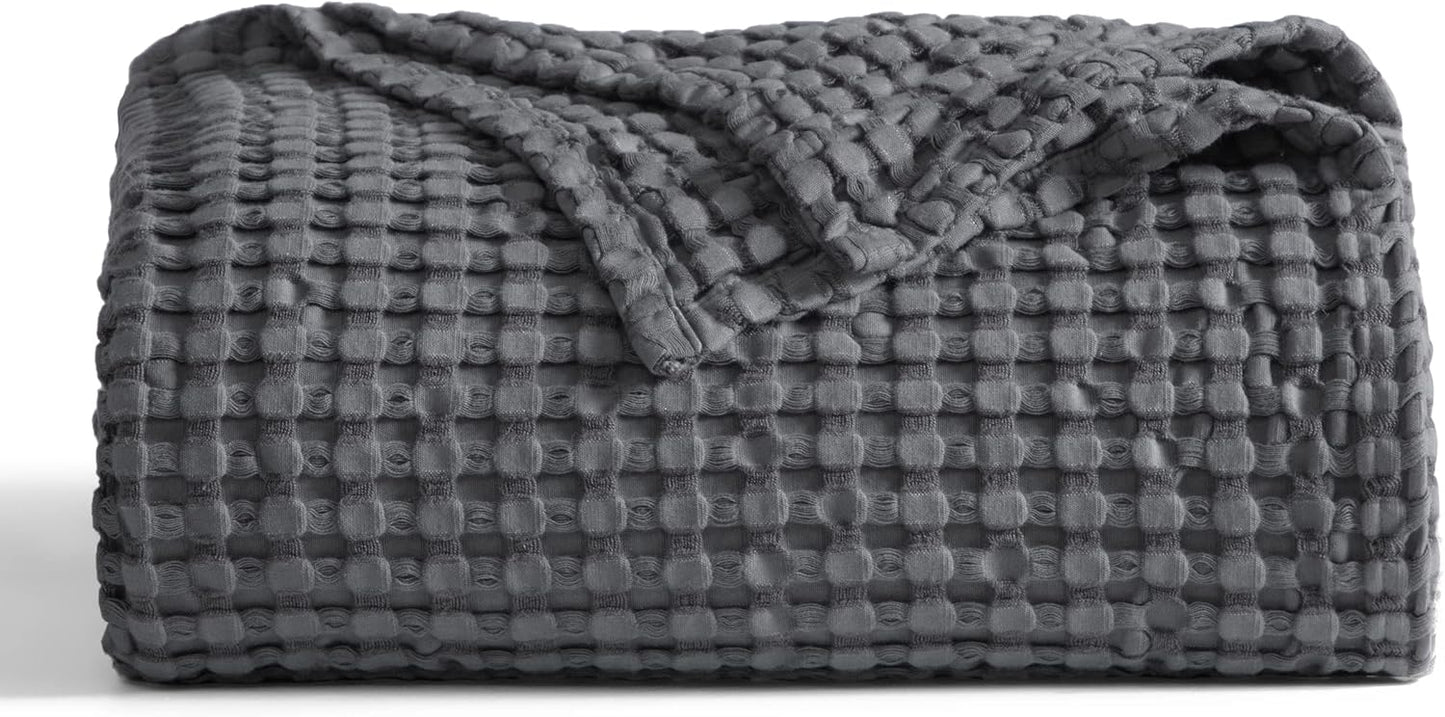 Bedsure Cooling Cotton Waffle King Size Blanket - Lightweight Breathable Summer Blanket of Rayon Derived from Bamboo for Hot Sleepers, Luxury Throws for Bed, Couch and Sofa, Taupe, 104x90 Inches