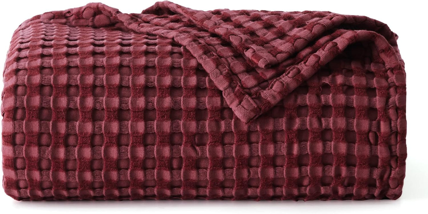 Bedsure Cooling Cotton Waffle King Size Blanket - Lightweight Breathable Summer Blanket of Rayon Derived from Bamboo for Hot Sleepers, Luxury Throws for Bed, Couch and Sofa, Taupe, 104x90 Inches