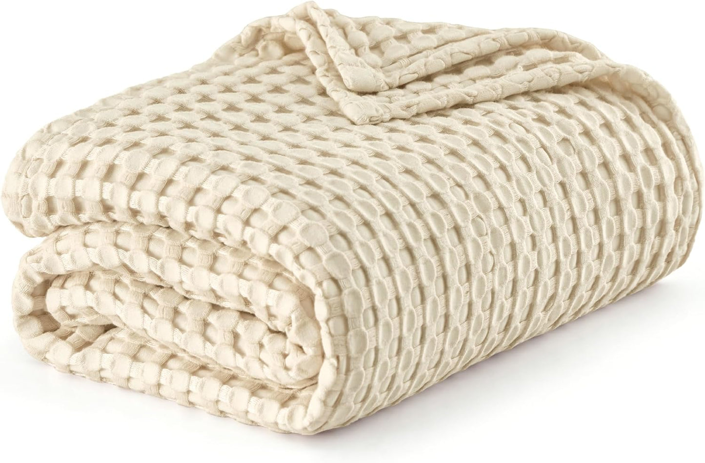 Bedsure Cooling Cotton Waffle King Size Blanket - Lightweight Breathable Summer Blanket of Rayon Derived from Bamboo for Hot Sleepers, Luxury Throws for Bed, Couch and Sofa, Taupe, 104x90 Inches