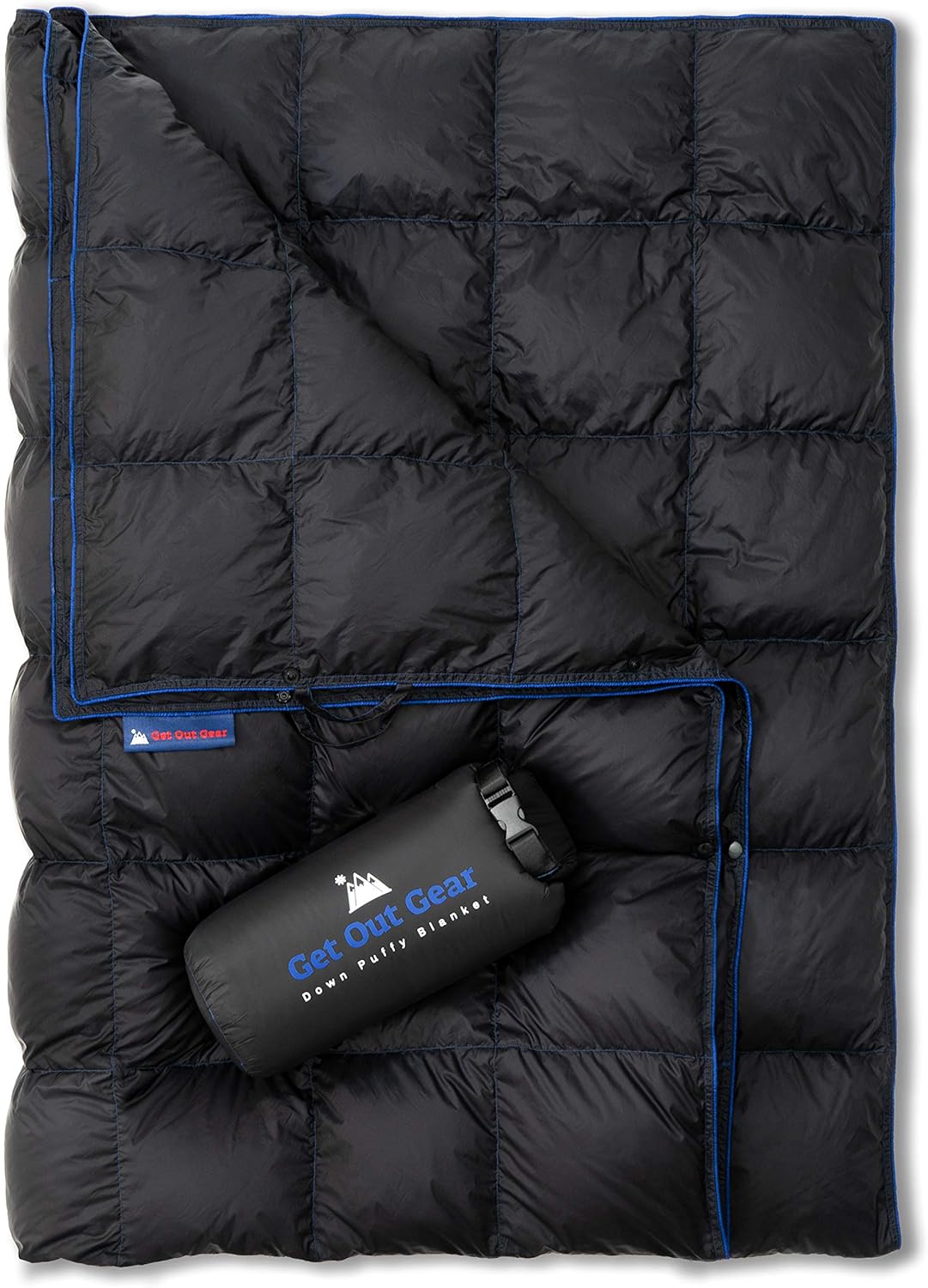 Down Camping Blanket - Puffy, Packable, Lightweight and Warm | Ideal for Outdoors, Travel, Stadium, Festivals, Beach, Hammock | 650 Fill Power Water-Resistant Backpacking Quilt