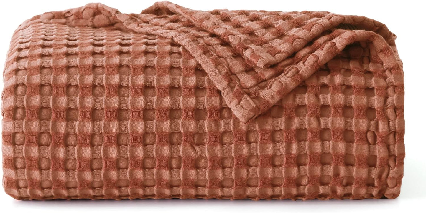 Bedsure Cooling Cotton Waffle King Size Blanket - Lightweight Breathable Summer Blanket of Rayon Derived from Bamboo for Hot Sleepers, Luxury Throws for Bed, Couch and Sofa, Taupe, 104x90 Inches