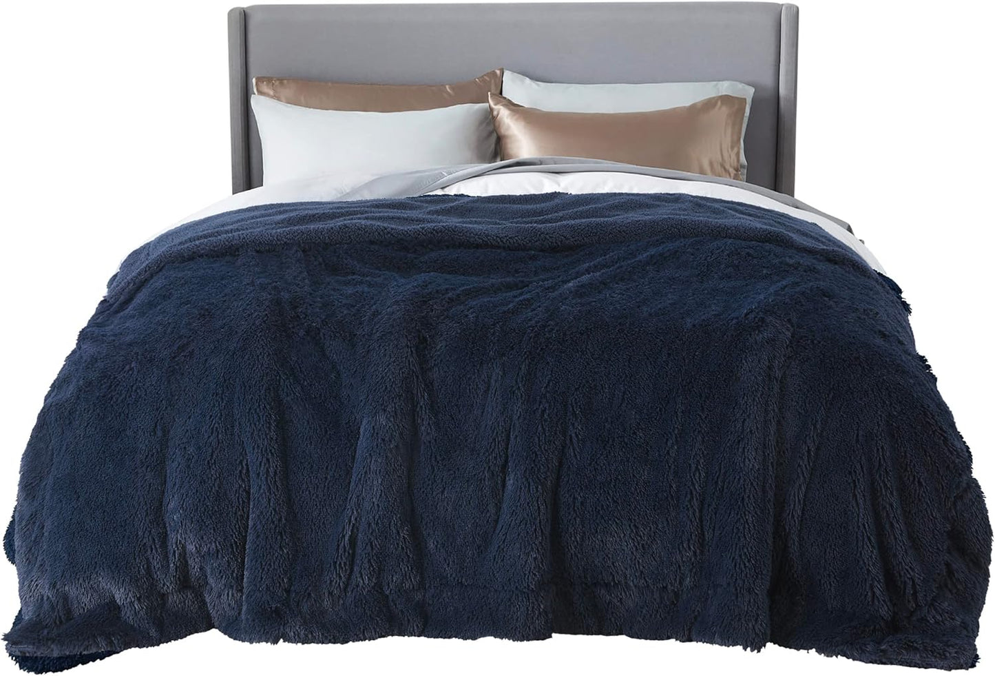 Bedsure Fluffy Fuzzy Throw Blanket Gifts for Women, Soft Cozy Plush Faux Fur Throw Blanket for Couch Bed, Minky Thick Warm Sherpa Fleece Fall Grey Room Decor Men Gifts Teenage Girls Teen Boys Mom Dad