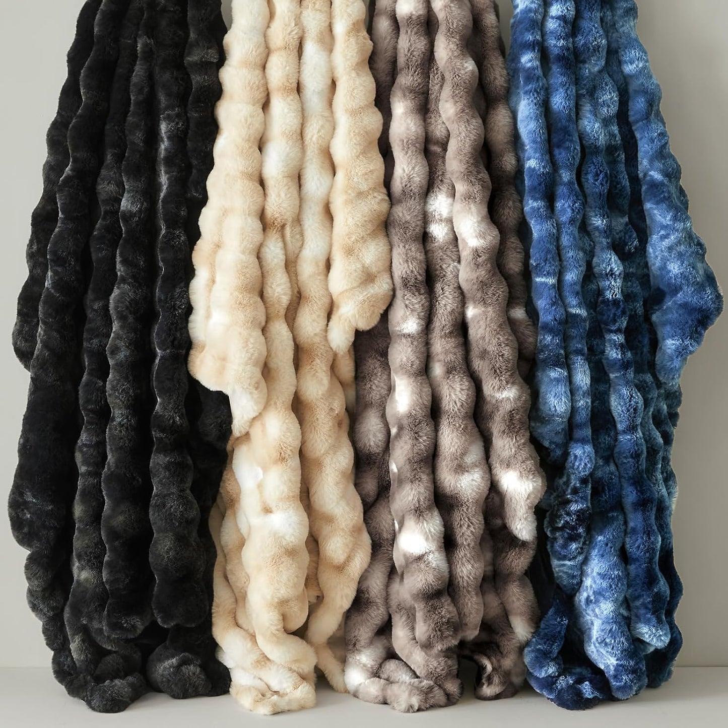 BEDELITE Faux Fur Throw Blanket for Couch, Decorative Tie-Dye Khaki Plush Bubble Blanket - Super Soft & Cozy Fluffy Faux Rabbit Fur Blanket for Women Gift, 50x60 Inches