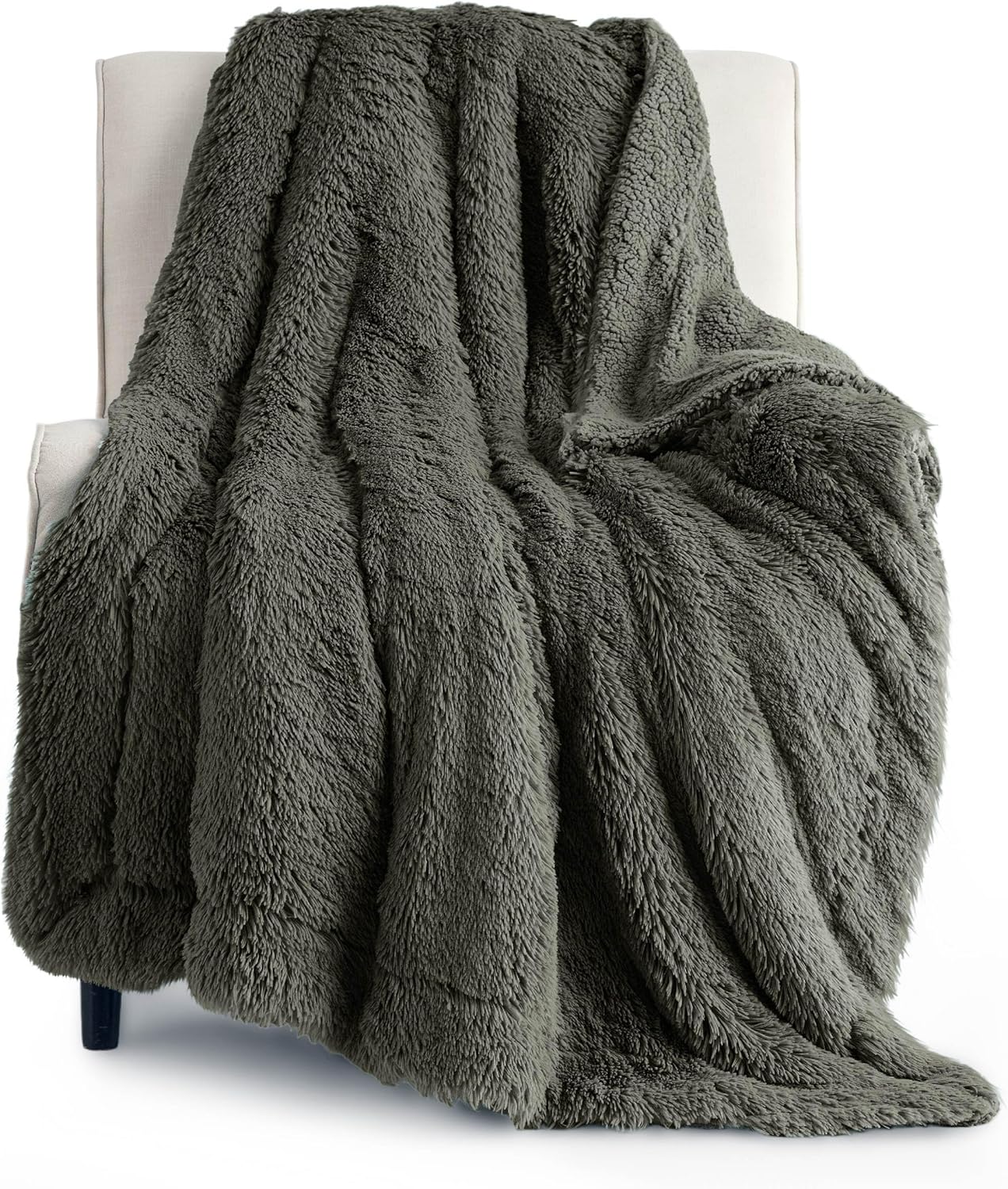 Bedsure Fluffy Fuzzy Throw Blanket Gifts for Women, Soft Cozy Plush Faux Fur Throw Blanket for Couch Bed, Minky Thick Warm Sherpa Fleece Fall Grey Room Decor Men Gifts Teenage Girls Teen Boys Mom Dad