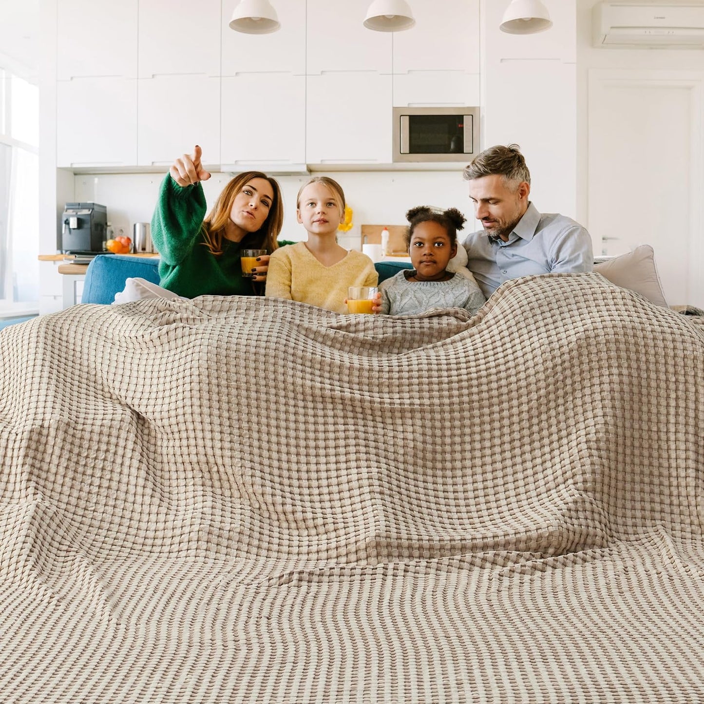 Bedsure Cooling Cotton Waffle King Size Blanket - Lightweight Breathable Summer Blanket of Rayon Derived from Bamboo for Hot Sleepers, Luxury Throws for Bed, Couch and Sofa, Taupe, 104x90 Inches